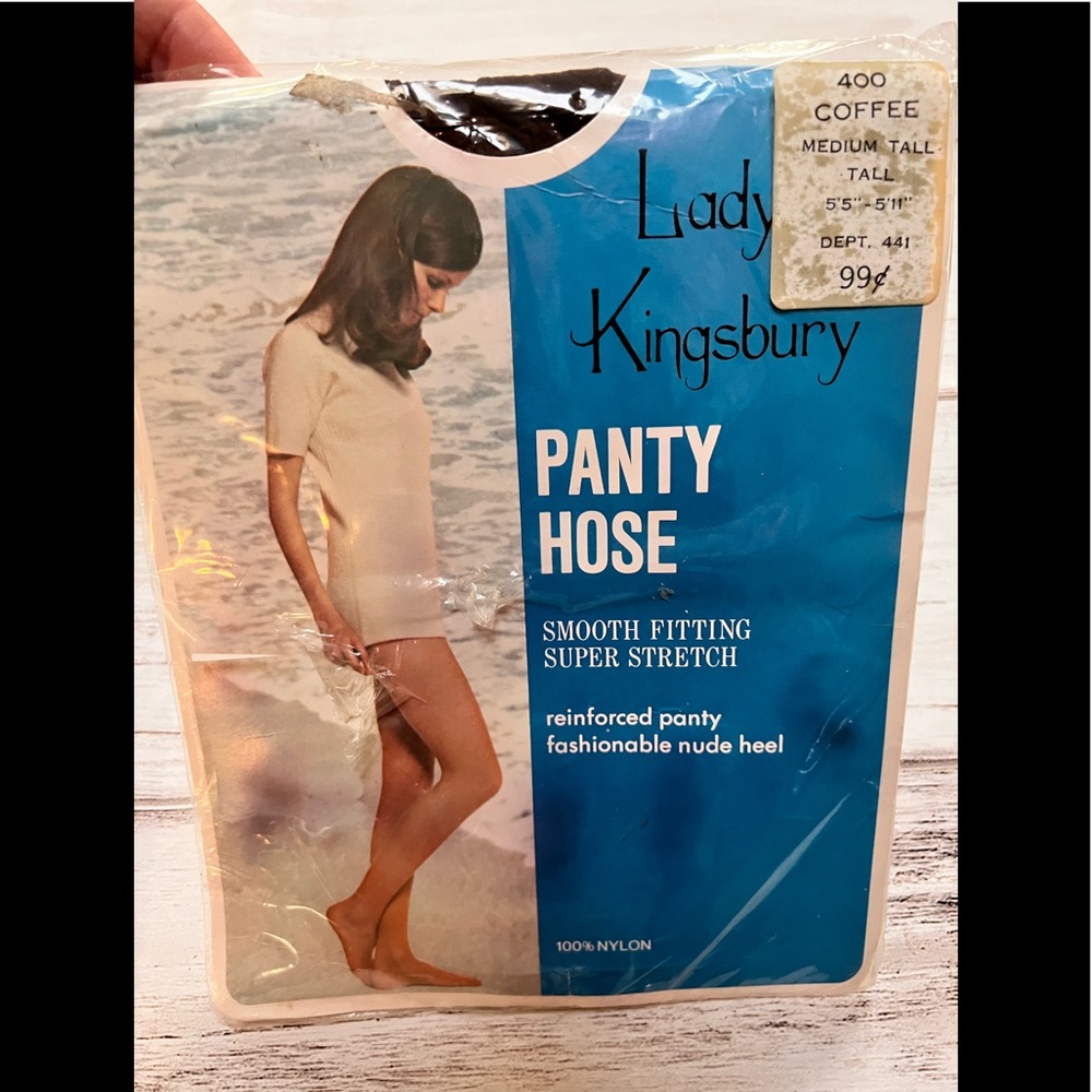 Vintage Deadstock Lady‎ Kingsbury panty hose coffee medium tall